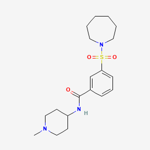 molecular formula C19H29N3O3S B4457836 3-(1-azepanylsulfonyl)-N-(1-methyl-4-piperidinyl)benzamide 