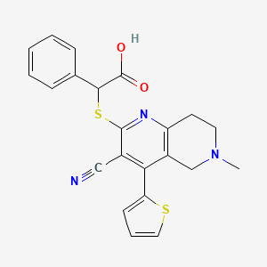 molecular formula C22H19N3O2S2 B4457907 {[3-cyano-6-methyl-4-(2-thienyl)-5,6,7,8-tetrahydro-1,6-naphthyridin-2-yl]thio}(phenyl)acetic acid 