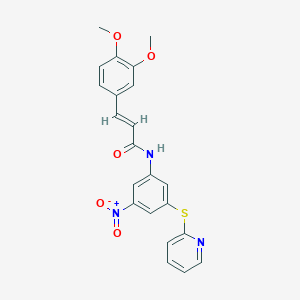 molecular formula C22H19N3O5S B445794 3-(3,4-dimethoxyphenyl)-N-[3-nitro-5-(2-pyridinylsulfanyl)phenyl]acrylamide 