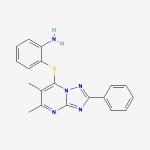 molecular formula C19H17N5S B4458009 2-[(5,6-dimethyl-2-phenyl[1,2,4]triazolo[1,5-a]pyrimidin-7-yl)thio]aniline 