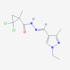 molecular formula C12H16Cl2N4O B445801 2,2-dichloro-N'-[(E)-(1-ethyl-3-methyl-1H-pyrazol-4-yl)methylidene]-1-methylcyclopropanecarbohydrazide 