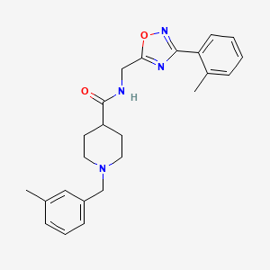 molecular formula C24H28N4O2 B4458029 1-(3-methylbenzyl)-N-{[3-(2-methylphenyl)-1,2,4-oxadiazol-5-yl]methyl}-4-piperidinecarboxamide 