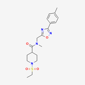 molecular formula C19H26N4O4S B4458063 1-(ethylsulfonyl)-N-methyl-N-{[3-(4-methylphenyl)-1,2,4-oxadiazol-5-yl]methyl}-4-piperidinecarboxamide 