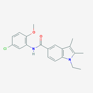 molecular formula C20H21ClN2O2 B445808 N-(5-chloro-2-methoxyphenyl)-1-ethyl-2,3-dimethyl-1H-indole-5-carboxamide 