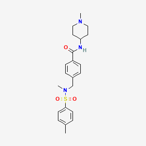 molecular formula C22H29N3O3S B4458086 4-({methyl[(4-methylphenyl)sulfonyl]amino}methyl)-N-(1-methyl-4-piperidinyl)benzamide 