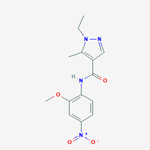 molecular formula C14H16N4O4 B445810 1-ethyl-N-{4-nitro-2-methoxyphenyl}-5-methyl-1H-pyrazole-4-carboxamide 