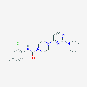 molecular formula C22H29ClN6O B4458129 N-(2-chloro-4-methylphenyl)-4-[6-methyl-2-(1-piperidinyl)-4-pyrimidinyl]-1-piperazinecarboxamide 