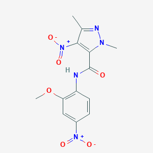 molecular formula C13H13N5O6 B445813 4-nitro-N-{4-nitro-2-methoxyphenyl}-1,3-dimethyl-1H-pyrazole-5-carboxamide 