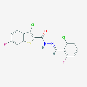 molecular formula C16H8Cl2F2N2OS B445815 3-chloro-N'-(2-chloro-6-fluorobenzylidene)-6-fluoro-1-benzothiophene-2-carbohydrazide 