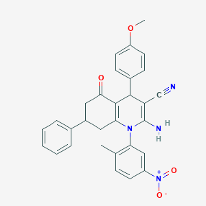 2-Amino-4-(4-methoxyphenyl)-1-(2-methyl-5-nitrophenyl)-5-oxo-7-phenyl-1,4,5,6,7,8-hexahydroquinoline-3-carbonitrile