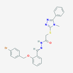 molecular formula C25H22BrN5O2S B445821 N-[[2-[(4-bromophenyl)methoxy]phenyl]methylideneamino]-2-[(4-methyl-5-phenyl-1,2,4-triazol-3-yl)sulfanyl]acetamide CAS No. 348589-27-5