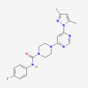 molecular formula C20H22FN7O B4458230 4-[6-(3,5-dimethyl-1H-pyrazol-1-yl)-4-pyrimidinyl]-N-(4-fluorophenyl)-1-piperazinecarboxamide 