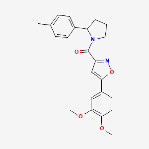 molecular formula C23H24N2O4 B4458234 5-(3,4-dimethoxyphenyl)-3-{[2-(4-methylphenyl)-1-pyrrolidinyl]carbonyl}isoxazole 