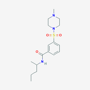 molecular formula C17H27N3O3S B4458267 N-(1-methylbutyl)-3-[(4-methyl-1-piperazinyl)sulfonyl]benzamide 