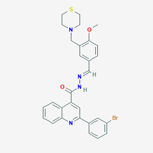 molecular formula C29H27BrN4O2S B445827 2-(3-bromophenyl)-N'-[4-methoxy-3-(4-thiomorpholinylmethyl)benzylidene]-4-quinolinecarbohydrazide 