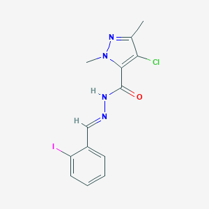 molecular formula C13H12ClIN4O B445828 4-chloro-N'-(2-iodobenzylidene)-1,3-dimethyl-1H-pyrazole-5-carbohydrazide 