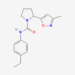 molecular formula C17H21N3O2 B4458281 N-(4-ethylphenyl)-2-(3-methyl-5-isoxazolyl)-1-pyrrolidinecarboxamide 