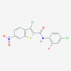 molecular formula C15H7Cl2FN2O3S B445829 3-chloro-N-(4-chloro-2-fluorophenyl)-6-nitro-1-benzothiophene-2-carboxamide 