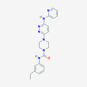 molecular formula C22H25N7O B4458316 N-(3-ethylphenyl)-4-[6-(2-pyridinylamino)-3-pyridazinyl]-1-piperazinecarboxamide 