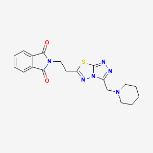 molecular formula C19H20N6O2S B4458329 2-{2-[3-(1-piperidinylmethyl)[1,2,4]triazolo[3,4-b][1,3,4]thiadiazol-6-yl]ethyl}-1H-isoindole-1,3(2H)-dione 