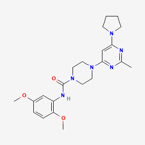 molecular formula C22H30N6O3 B4458364 N-(2,5-dimethoxyphenyl)-4-[2-methyl-6-(1-pyrrolidinyl)-4-pyrimidinyl]-1-piperazinecarboxamide 