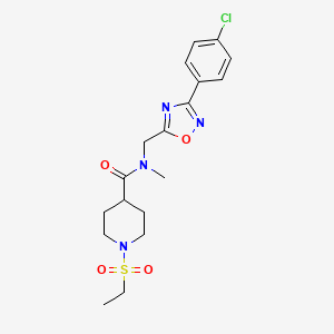 molecular formula C18H23ClN4O4S B4458374 N-{[3-(4-chlorophenyl)-1,2,4-oxadiazol-5-yl]methyl}-1-(ethylsulfonyl)-N-methyl-4-piperidinecarboxamide 