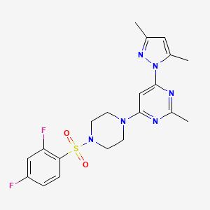 molecular formula C20H22F2N6O2S B4458387 4-{4-[(2,4-difluorophenyl)sulfonyl]-1-piperazinyl}-6-(3,5-dimethyl-1H-pyrazol-1-yl)-2-methylpyrimidine 