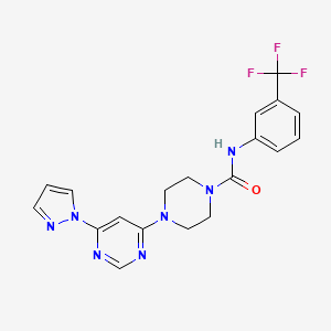 4-[6-(1H-pyrazol-1-yl)-4-pyrimidinyl]-N-[3-(trifluoromethyl)phenyl]-1-piperazinecarboxamide