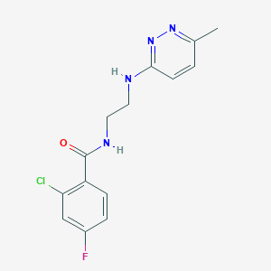 molecular formula C14H14ClFN4O B4458433 2-chloro-4-fluoro-N-{2-[(6-methyl-3-pyridazinyl)amino]ethyl}benzamide 