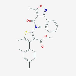 molecular formula C26H24N2O4S B445848 Methyl 4-(2,4-dimethylphenyl)-5-methyl-2-{[(5-methyl-3-phenyl-4-isoxazolyl)carbonyl]amino}-3-thiophenecarboxylate 