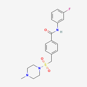 molecular formula C19H22FN3O3S B4458488 N-(3-fluorophenyl)-4-{[(4-methyl-1-piperazinyl)sulfonyl]methyl}benzamide 