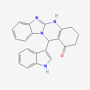 molecular formula C22H18N4O B4458533 12-(1H-indol-3-yl)-3,4,5,12-tetrahydrobenzimidazo[2,1-b]quinazolin-1(2H)-one 