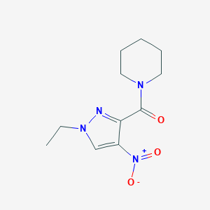 molecular formula C11H16N4O3 B445854 1-({1-ethyl-4-nitro-1H-pyrazol-3-yl}carbonyl)piperidine 