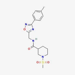 molecular formula C17H22N4O4S B4458552 N-{[3-(4-methylphenyl)-1,2,4-oxadiazol-5-yl]methyl}-1-(methylsulfonyl)-3-piperidinecarboxamide 