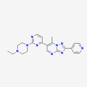 molecular formula C21H23N9 B4458558 6-[2-(4-ethyl-1-piperazinyl)-4-pyrimidinyl]-7-methyl-2-(4-pyridinyl)[1,2,4]triazolo[1,5-a]pyrimidine 