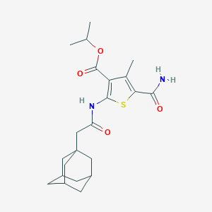 molecular formula C22H30N2O4S B445864 Isopropyl 2-[(1-adamantylacetyl)amino]-5-(aminocarbonyl)-4-methyl-3-thiophenecarboxylate 