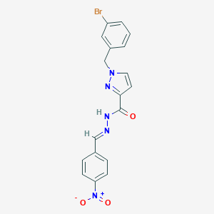 molecular formula C18H14BrN5O3 B445866 1-(3-bromobenzyl)-N'-{4-nitrobenzylidene}-1H-pyrazole-3-carbohydrazide 