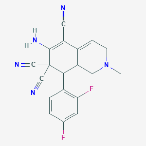 molecular formula C19H15F2N5 B4458681 6-amino-8-(2,4-difluorophenyl)-2-methyl-2,3,8,8a-tetrahydro-5,7,7(1H)-isoquinolinetricarbonitrile 