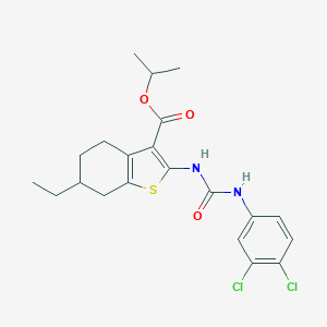 molecular formula C21H24Cl2N2O3S B445869 Isopropyl 2-{[(3,4-dichloroanilino)carbonyl]amino}-6-ethyl-4,5,6,7-tetrahydro-1-benzothiophene-3-carboxylate 