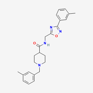 molecular formula C24H28N4O2 B4458695 1-(3-methylbenzyl)-N-{[3-(3-methylphenyl)-1,2,4-oxadiazol-5-yl]methyl}-4-piperidinecarboxamide 