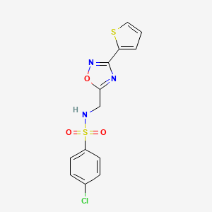 molecular formula C13H10ClN3O3S2 B4458718 4-chloro-N-{[3-(2-thienyl)-1,2,4-oxadiazol-5-yl]methyl}benzenesulfonamide 