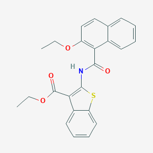 molecular formula C24H21NO4S B445875 Ethyl 2-[(2-ethoxy-1-naphthoyl)amino]-1-benzothiophene-3-carboxylate 