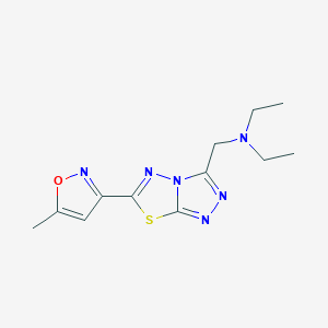 molecular formula C12H16N6OS B4458757 N-ethyl-N-{[6-(5-methyl-3-isoxazolyl)[1,2,4]triazolo[3,4-b][1,3,4]thiadiazol-3-yl]methyl}ethanamine 