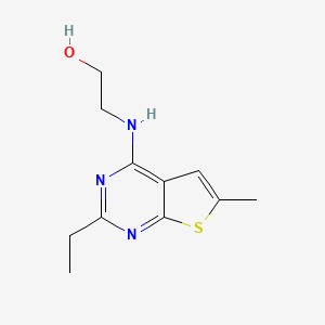 molecular formula C11H15N3OS B4458776 2-[(2-ethyl-6-methylthieno[2,3-d]pyrimidin-4-yl)amino]ethanol 