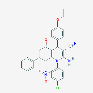 2-Amino-1-(4-chloro-2-nitrophenyl)-4-(4-ethoxyphenyl)-5-oxo-7-phenyl-1,4,5,6,7,8-hexahydroquinoline-3-carbonitrile