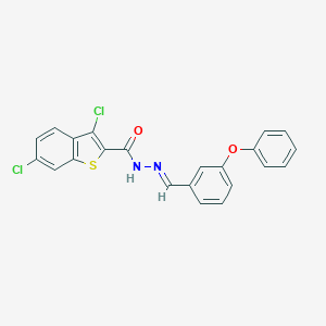molecular formula C22H14Cl2N2O2S B445880 3,6-dichloro-N'-(3-phenoxybenzylidene)-1-benzothiophene-2-carbohydrazide 