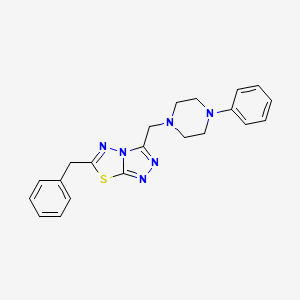 molecular formula C21H22N6S B4458808 6-benzyl-3-[(4-phenyl-1-piperazinyl)methyl][1,2,4]triazolo[3,4-b][1,3,4]thiadiazole 