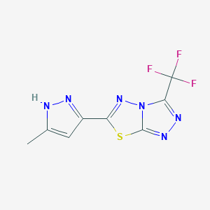 molecular formula C8H5F3N6S B4458853 6-(3-methyl-1H-pyrazol-5-yl)-3-(trifluoromethyl)[1,2,4]triazolo[3,4-b][1,3,4]thiadiazole 