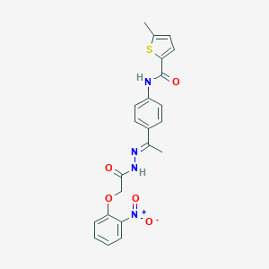 molecular formula C22H20N4O5S B445886 N-{4-[N-({2-nitrophenoxy}acetyl)ethanehydrazonoyl]phenyl}-5-methyl-2-thiophenecarboxamide 