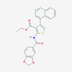 molecular formula C25H19NO5S B445887 Ethyl 2-[(1,3-benzodioxol-5-ylcarbonyl)amino]-4-(1-naphthyl)thiophene-3-carboxylate 